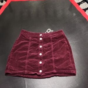 Burgundy Melville Mini Front Snap Skirt S. #5